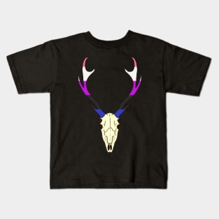 Genderfluid Pride Deer Skull Kids T-Shirt